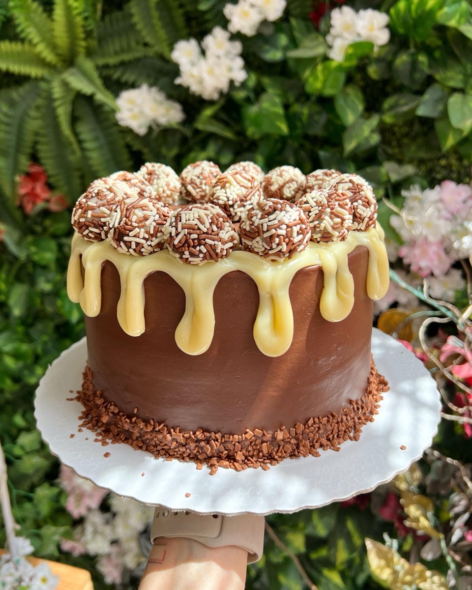 Bolo decorado em ganache cake